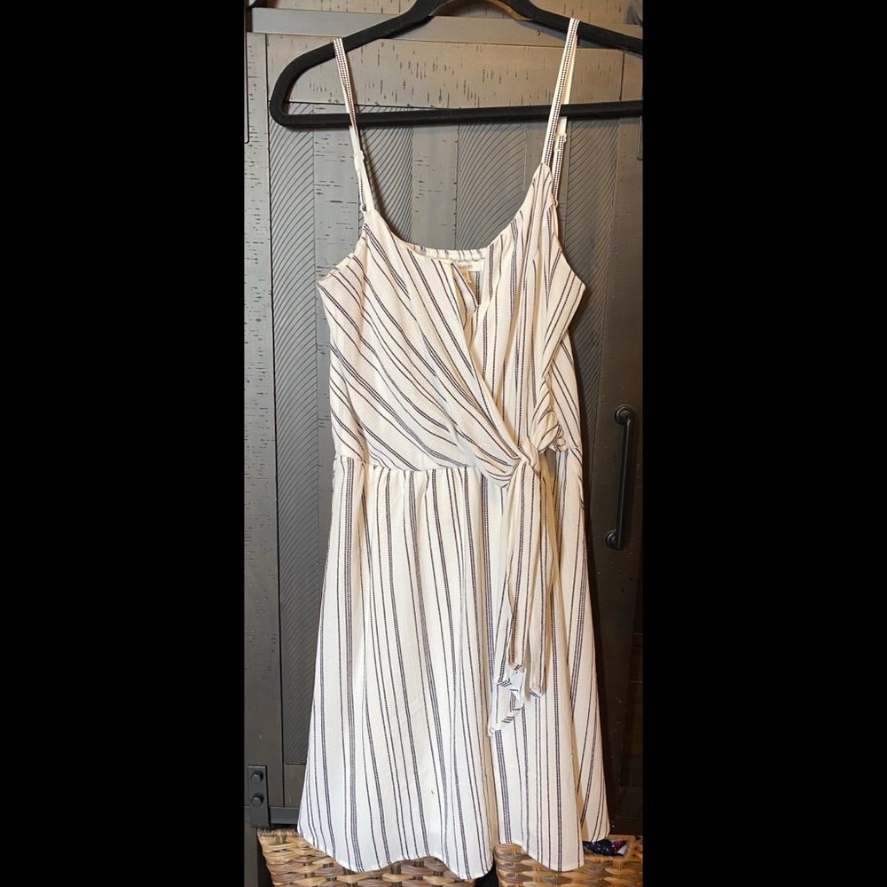 White and black strip dress